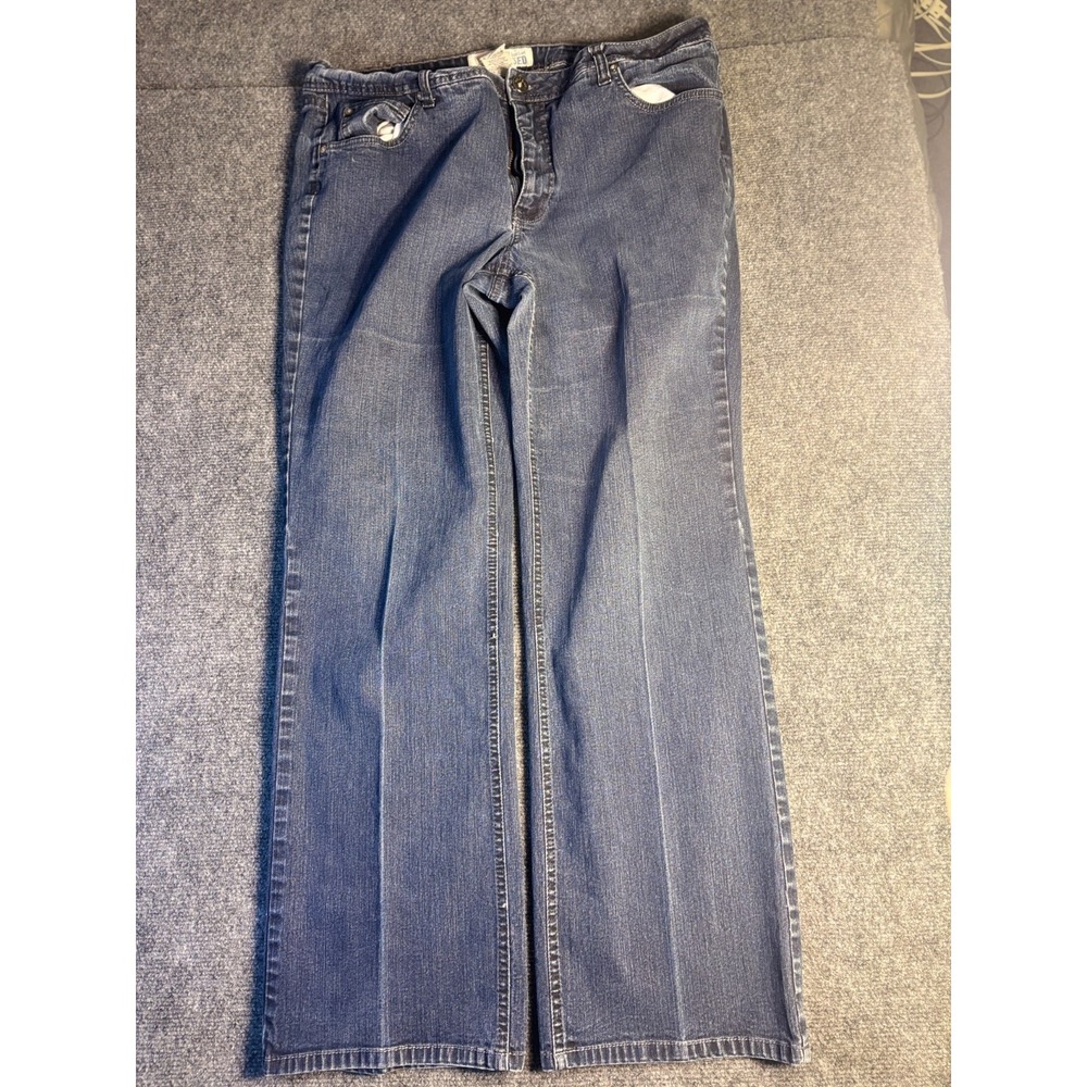 Faded Glory Bootcut Jeans Women 16 Blue Denim Regular Fit Stretch Eased Mid Rise